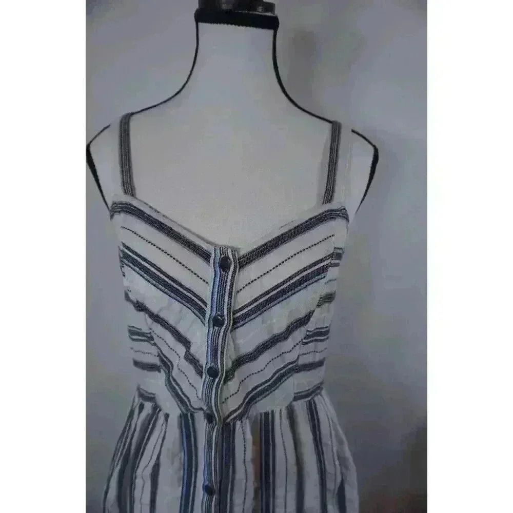 Zara Striped Sleeveless Button-Up Wide-Strap Dress, Size XS - Picture 4 of 16